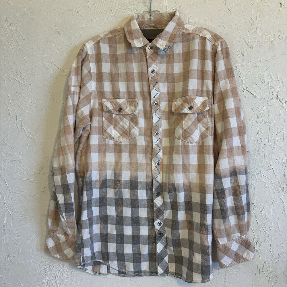 Upcycled No Retreat Embellished Flannel Shacket, Relaxed (OOAK) Men’s Medium